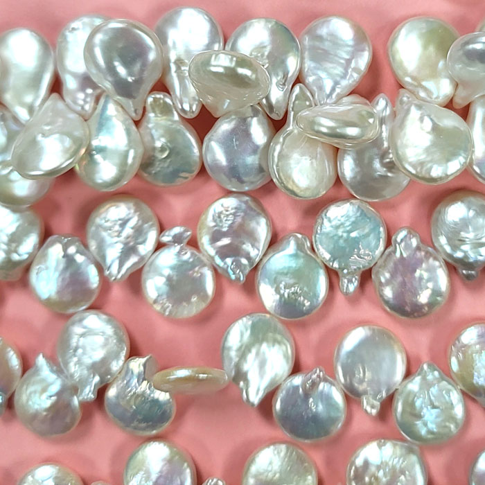 FRESHWATER PEARL DANCING COIN 12-13MM WHITE